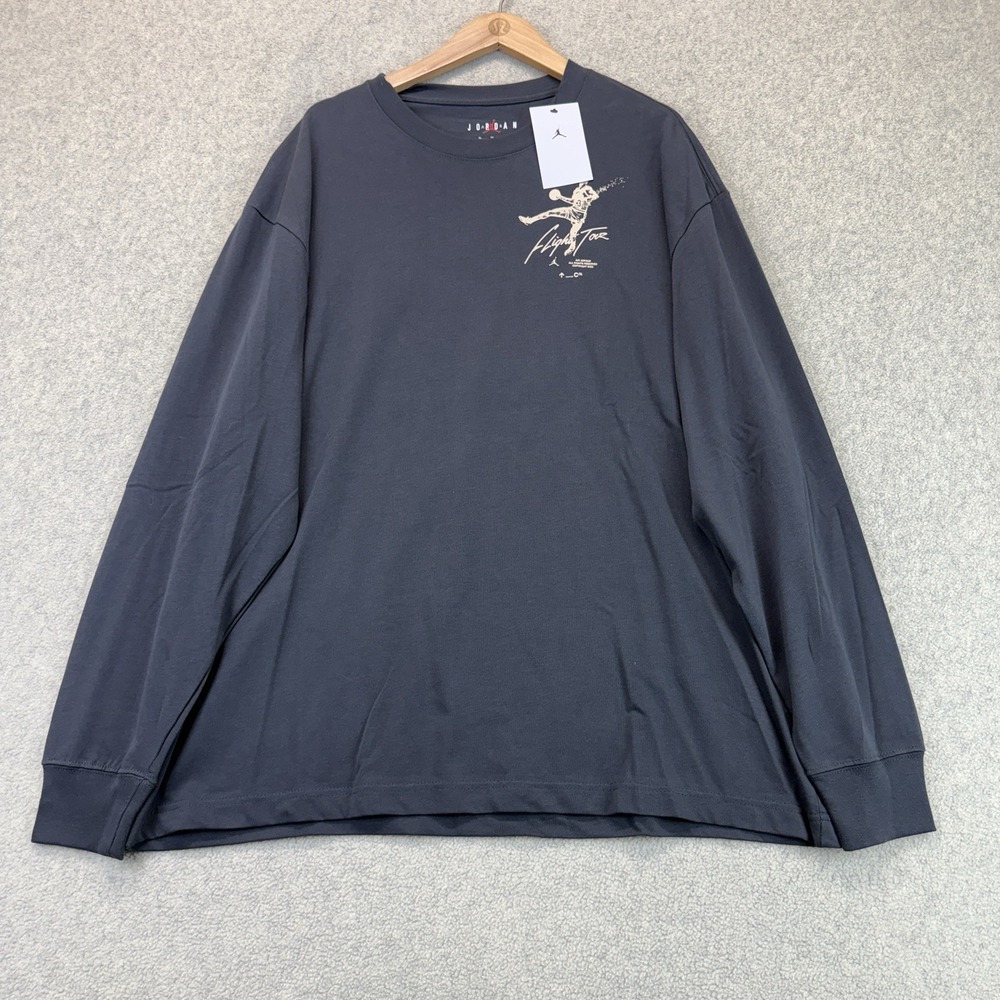 Jordan Men's Flight Tour Graphic Long Sleeve Shirt Charcoal Gray XL NWT